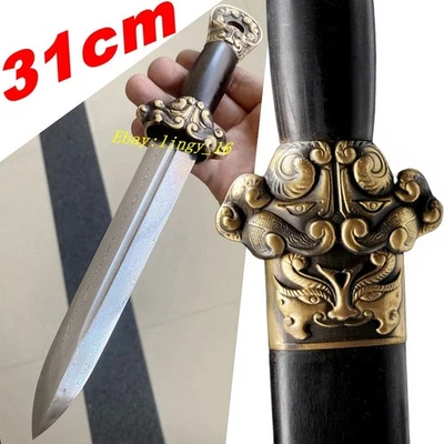 Brass Parts Mini Dagger Jian Chinese Folded Steel Sharp KungFu Short Dao Sword - Image 1 of 4