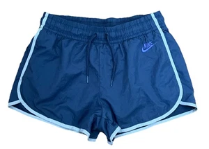 Pantalones Cortos Nike De Colección Para Mujer Bordados Logo Gimnasio Azul Gris Talla Mediana - Imagen 1 de 6