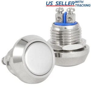 12mm Boat Horn / Starter Switch Circular Metal Momentary Push Button Waterproof - Picture 1 of 3
