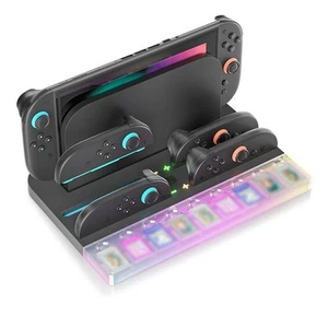 For NS2 Dock for 4 Controllers and 9 Game Cartridges with LED Indicators - Zdjęcie 1 z 12
