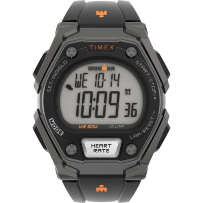 Timex TW5M49400, Heart Rate Ironman Watch, 50 Meter WR, Black Resin Strap, NEW - Image 1 of 2