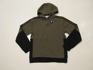 NWT YOUTH ADIDAS Black Olive Colorblock Pullover Hoodie Jacket Sz X-Large 18/20 - Picture 1 of 3