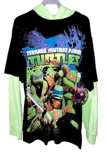 T-shirt maniche lunghe con cappuccio Teenage Mutant Ninja Turtles Nickelodeon taglia XL 14-16 - Foto 1 di 7