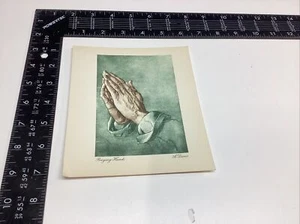 ART PAPER ETCHING PHOTOGRAVTURE ALBRECHT DURER COLOR PRAYING HANDS PRAY VINTAGE - Picture 1 of 18