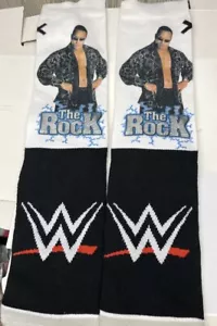 Mens Crew Socks WWE The Rock Medium NEW 6-10 1 Pair Women's 5-10 WWF Attitude - Picture 1 of 2