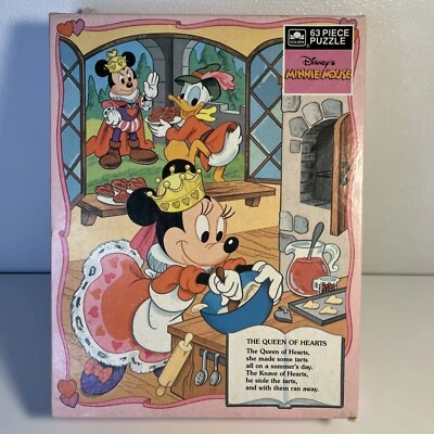 Rompecabezas Disney Minnie Mouse Reina de Corazones 63 Piezas Vintage Completo Foto 1 de 4