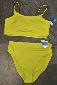 Decree Damen Atemberaubender Gelber Einfarbig 2 Teiler Bikini Badeanzug Gr. XL - Bild 1 von 7