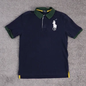 Vintage Polo Ralph Lauren Logo Youth XL Blue Short Sleeve Collared Shirt - Picture 1 of 9