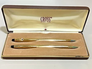 Vintage Shriners Emblem Cross 1/20 12k Karat Gold Filled Pen + Pencil Set w/Case - Picture 1 of 14