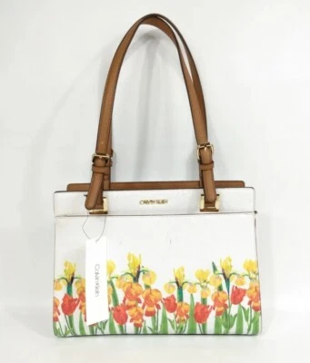 Cartera Bolso de Mano Floral Calvin Klein Narcisos Floral con Asa Superior $158 Nuevo con Etiquetas Foto 1 de 4