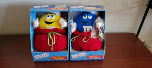 Vintage M&M's gelb & blau animierte Weihnachten Display Figuren Neu im Karton - Bild 1 von 6