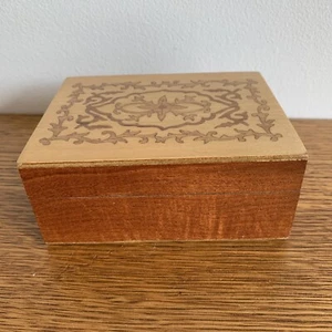 WOOD HINGED TRINKET BOX Fonart Made In Mexico Vintage Never Used - Picture 1 of 8