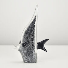 VTG Archimede Seguso Murano Italian Abstract Art Glass Fish Silver / Black MCM