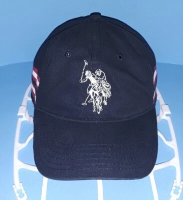 US POLO ASSN (USPA) BIG PONY Logo Bandera Sombrero - Azul con RAYAS ROJAS Y BLANCAS  Foto 1 de 4