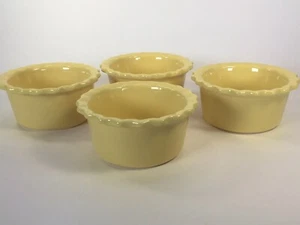 4 Chantal Ramekins Yellow Rim Stoneware Bakeware Custard Cups 1/2 Cup/.12 L - Picture 1 of 22