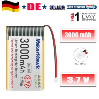 3,7 V Lithium Akku 3000mAh JST1,25-Stecker für Arduino Nodemcu ESP32 103665 NEW - Bild 1 von 4
