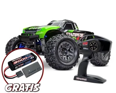 Traxxas Stampede 4x4 grün BL-2S Brushless mit gratis 3000mAh Lipo Akku und USB-C - Bild 1 von 4