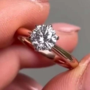 1.30Ct Round Lab Grown Diamond Solitaire Ring IGI Certified 14K Multi Tone Gold - Picture 1 of 9