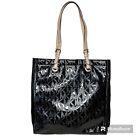 Michael Michael Kors Handbag Jet Set Bag Black Patent Leather Logo Tote Purse