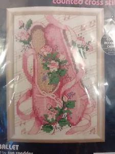 The BALLET Dimensions 6649 Counted Cross Stitch Kit Frame 5x7" Sue Roedder 1993 - Picture 1 of 4
