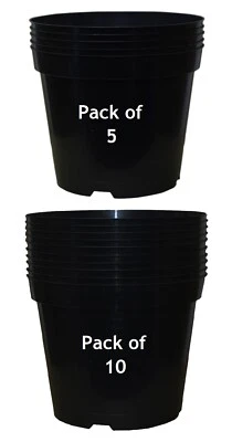 Black Plastic Plant Pots Small Flower Planters 1 1.5 2 3 4 5 7.5 10 12 15 Litre