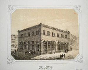 Frankfurt Main die Börse seltene alte getönte Lithographie v. Haas 1840 - Bild 1 von 1