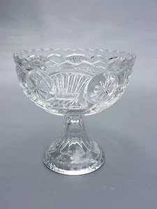 Antique clear pressed glass candy dish FROSTED CIRCLE, Nickel Plate Glass 1870's - Picture 1 of 9