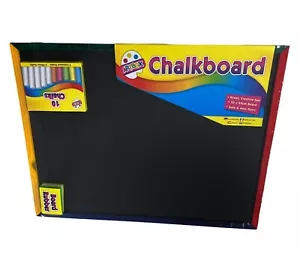 Children Kids Create Large Chalk Board + Chalk & Sponge Board Rubber 33x43cm New - Picture 1 of 1