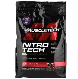 MuscleTech Nitro-Tech 100% Whey Gold, Double Rich Chocolate 8 lbs (3.63 kg) - Picture 1 of 2