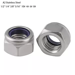 Selbstsichernde Muttern Edelstahl VA A2 V2A Stoppmuttern DIN 985 UNC 1/2"-5/16" - Picture 1 of 17