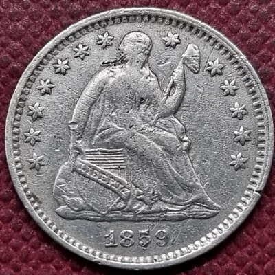 Media moneda de diez centavos O Seated Liberty 1859 5c mejor grado XF detalles #77433 Foto 1 de 2