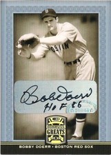 BOBBY DOERR 2005 Donruss Greats Auto  Autograph ( HOF ) Boston Red Sox
