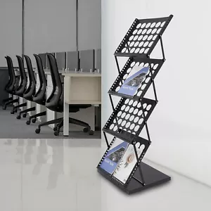 4-tier Literature Display Rack / Magazine Display Stand A3 Brochure Holder Black - Picture 1 of 20