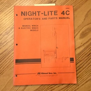Allmand NIGHT-LITE 4C TORRE DE LUZ OPERADORES MANUAL DE MANTENIMIENTO REPUESTOS LIBRO GRUPO ELECTRÓGENO - Imagen 1 de 3