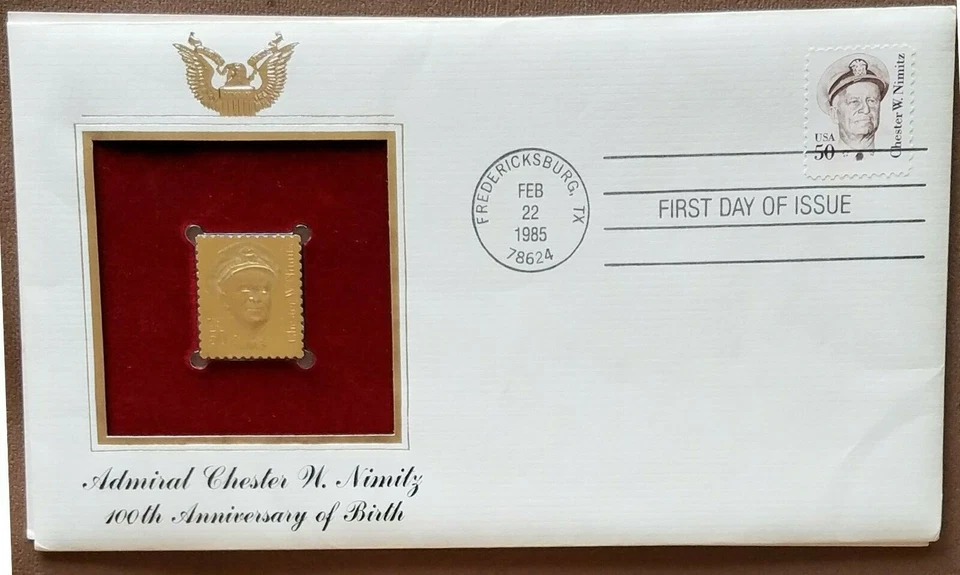 USA: XF - 4 FDC: (1985) w/ 22K gold replica stamps. Retail val. $100.00  - Image 1 of 4