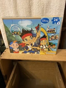 Disney Jake and the Never Land Pirates Set 3 Wood Puzzles Tray 24 Pieces Age 5+ - Picture 1 of 2