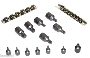 15 Pezzi 1/4" & 3/8" Drive Star Bit Torx Bit Set Auto Utensili Freni Cintura di Sicurezza - Foto 1 di 1