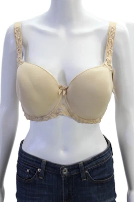 Simone Perele Womens Embroidered Bow Detail Underwire Bra Beige Size 38F - Image 1 of 4