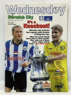 Sheffield Wednesday v Norwich City FA Cup Programme 3 Jan 1999 Vintage SWFC - Image 1 of 4
