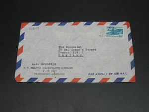 Suriname 1966 airmail cover to uk *22857 - Imagen 1 de 2