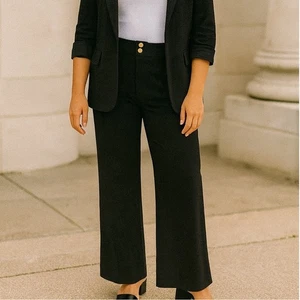 Chico's Hose schwarz Stretch weites Bein 2,5 14 Goldknöpfe Viskose Mischung - Bild 1 von 10