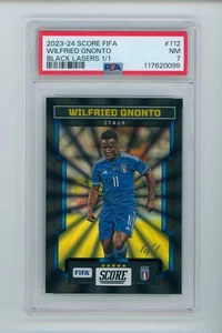 2023-24 Wilfried Gnonto Panini Score FIFA Black Lasers Italy Card 1/1 PSA 7 - Picture 1 of 3