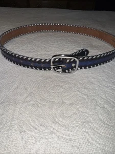 Cinturón de cuero personalizado American con acento de punto de látigo plateado para hombre talla 38-39 (nuevo sin etiquetas) - Imagen 1 de 7