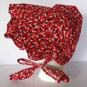 Corbata de cuello con volantes rojos gorro sol estilo antiguo abuela pionera país - Imagen 1 de 5