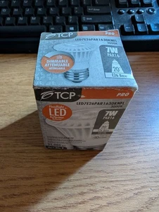 TCP Dimmable PAR16 LED Lamp Floodlight, 7W, 3000K, 350LUM. E26 base 120V 20 Deg - Picture 1 of 1