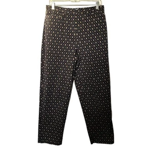 Talbots Stretch Black Gold Design Trousers Capri Career Wear Comfy Pant Size 12 - Picture 1 of 8