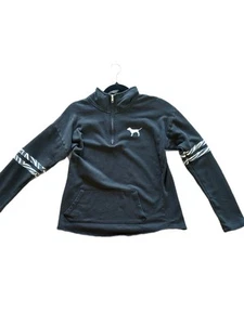 Victorias Secret Pink Black Zebra Quarter Zip Pullover S Small - Picture 1 of 5