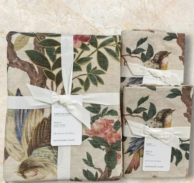 New Pottery Barn NOLA SONGBIRD King Cali King Multicolor Duvet & 2 Euro Shams - Image 1 of 3