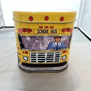 Vintage School Bus Tin Container RARE Bus Driver Gift Recognition 6”x 5”x 4.5” - Picture 1 of 6