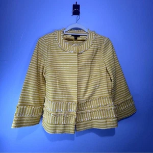 Blazer de algodón amarillo y blanco Ann Taylor nuevo con etiquetas talla 4 - Imagen 1 de 9